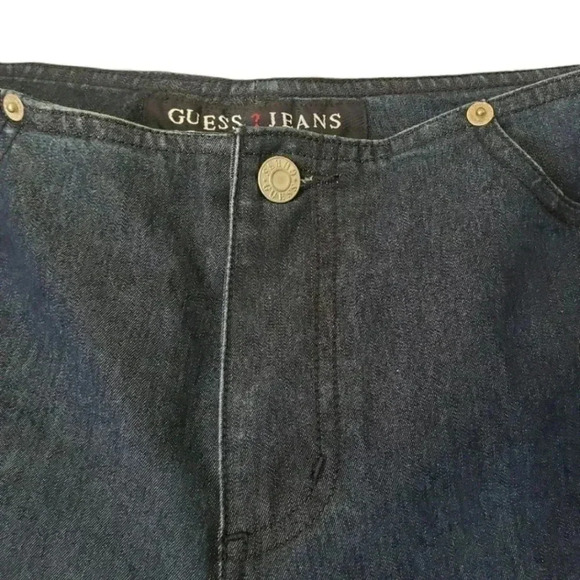 Vintage 90s-Y2K Guess Split Hem Flare Dark Wash Jeans - Picture 4 of 7